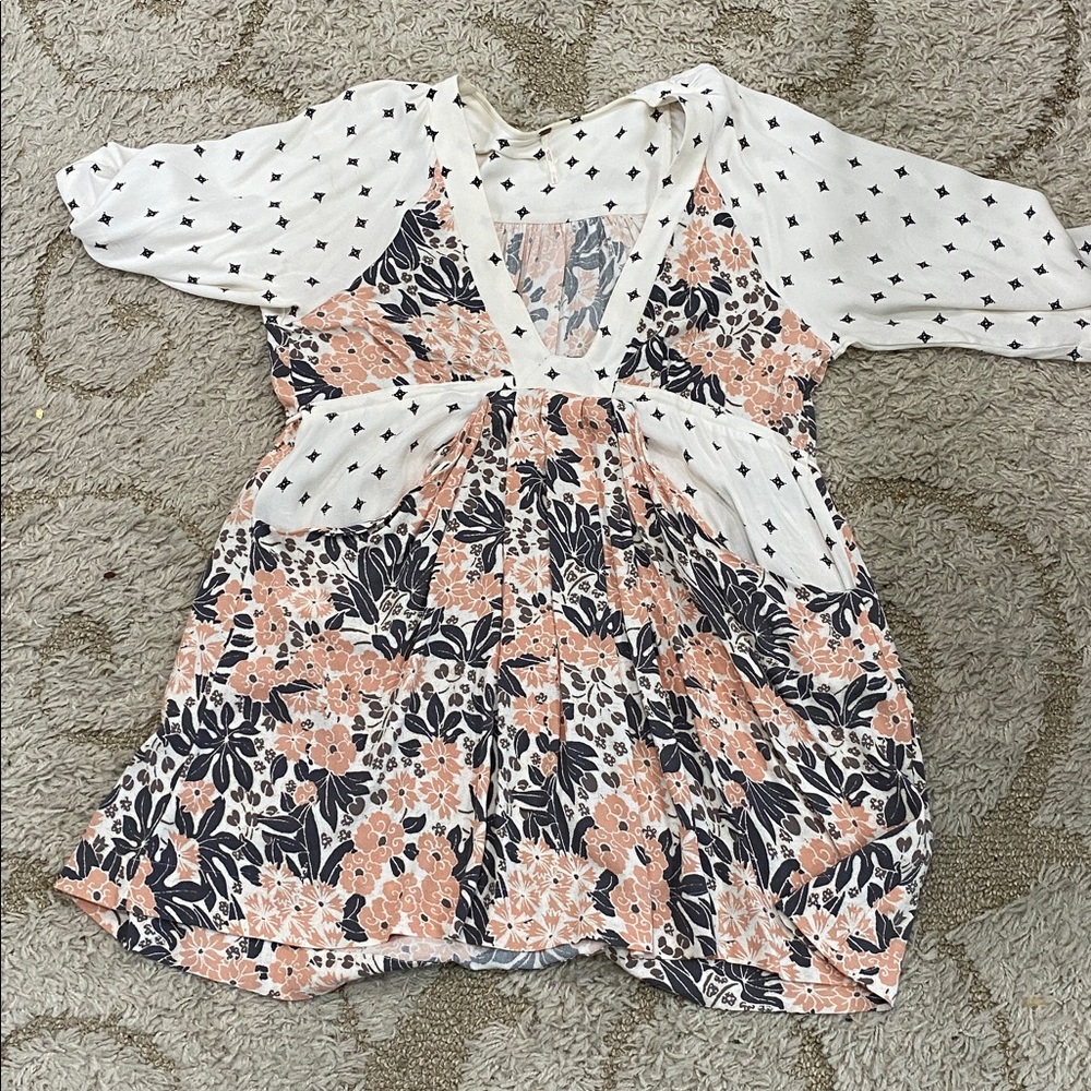 Free People Floral Dress - Peach and Black
